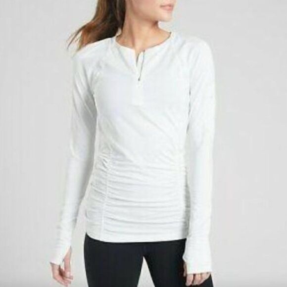 Athleta Fastest Track Ruched Half Zip Pullover Size M - Picture 1 of 7